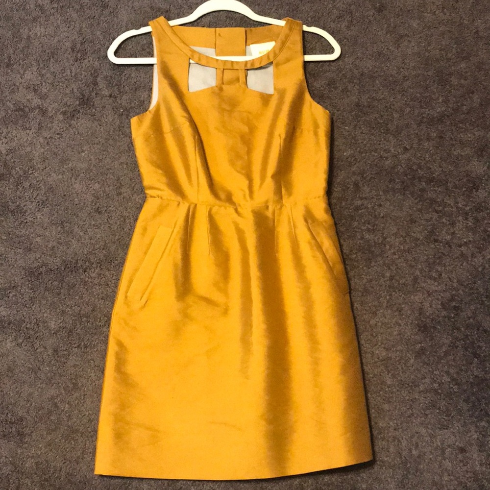 Maeve Anthropology mustard color dress